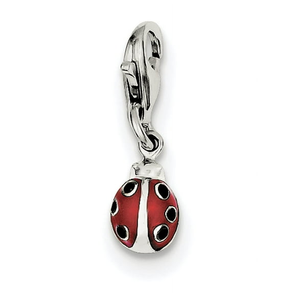 Beautiful Sterling Silver Red Enameled Lady bug Charm