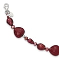 thumbnail image 1 of Beautiful Sterling Silver Red Jade Hearts/FW Cultured Pearl Bracelet, 1 of 2