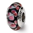 thumbnail image 1 of Beautiful Sterling Silver Reflections Black/Pink Hand-blown Glass Bead, 1 of 2
