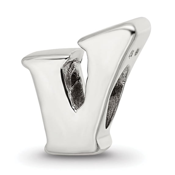 Beautiful Sterling Silver Reflections Letter V Bead