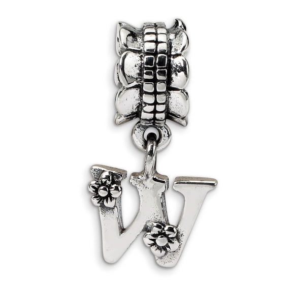 Beautiful Sterling Silver Reflections Letter W Dangle Bead