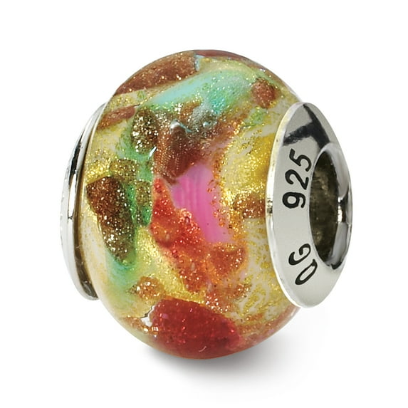 Beautiful Sterling Silver Reflections Multicolor Italian Murano Bead