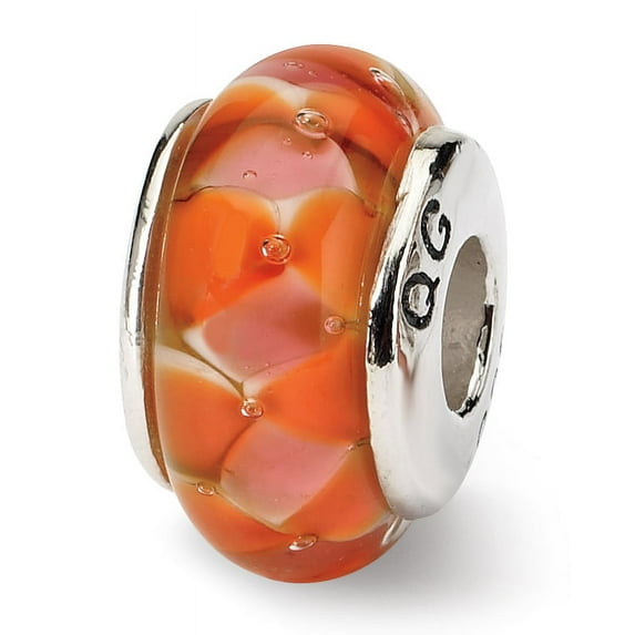 Beautiful Sterling Silver Reflections Orange Hand-blown Glass Bead