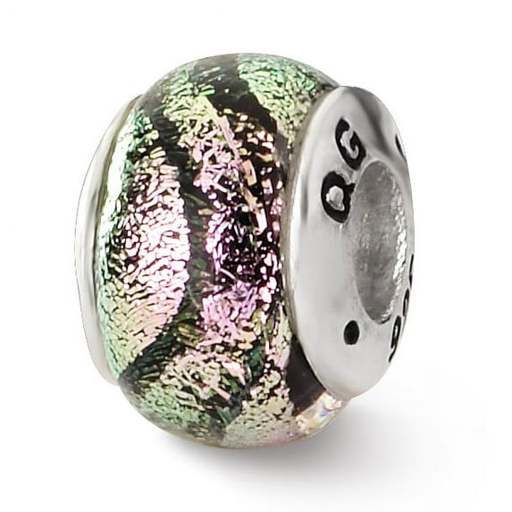 Beautiful Sterling Silver Reflections Pink Dichroic Glass Bead