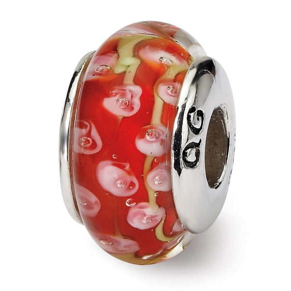 Beautiful Sterling Silver Reflections Pink/Red Hand-blown Glass Bead
