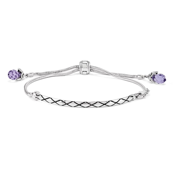 Beautiful Sterling Silver Reflections Purple Swarovski Crystal Adj. Bracelet
