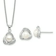 thumbnail image 1 of Beautiful Sterling Silver Rhod 6-7mm White FWC Pearl Necklace/Earring Set, 1 of 2