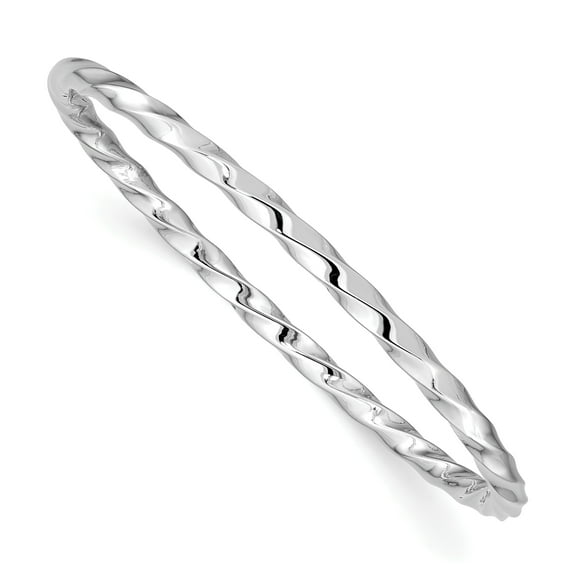 Beautiful Sterling Silver Rhod. Plated Pol. Twisted Slip-on Child's Bangle