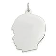 thumbnail image 1 of Beautiful Sterling Silver Rhod-plate Eng. Boy Polished Front/Satin Back Disc Charm, 1 of 2