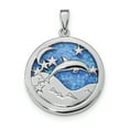 thumbnail image 1 of Beautiful Sterling Silver Rhod-plated Blue Created Opal Dolphins Pendant, 1 of 1
