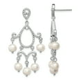 thumbnail image 1 of Beautiful Sterling Silver Rhodium 5-6mm White FWC Pearl Post Dangle Earrings, 1 of 2
