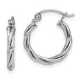 thumbnail image 1 of Beautiful Sterling Silver Rhodium Plated 2mm Twisted Hoop Earrings, 1 of 2