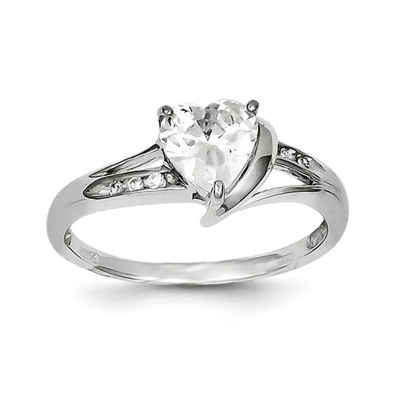 Beautiful Sterling Silver Rhodium Plated CZ Heart Ring