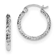 thumbnail image 1 of Beautiful Sterling Silver Rhodium Plated Diamond Cut Hoop Earrings, 1 of 2
