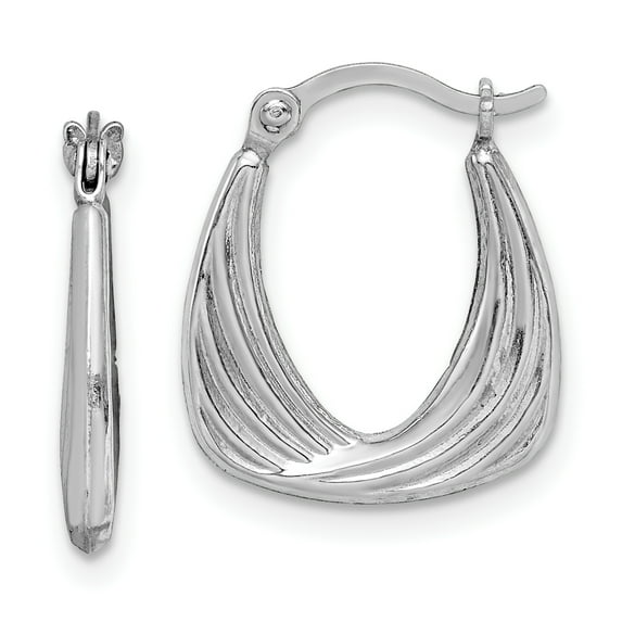 Beautiful Sterling Silver Rhodium Plated Hollow Hoop Earrings
