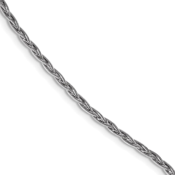Beautiful Sterling Silver Rhodium-Plated Polished Braided .75in ext. Bracelet