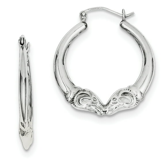 Beautiful Sterling Silver Rhodium Plated Rams Head Hoop Earrings
