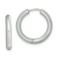 thumbnail image 1 of Beautiful Sterling Silver Rhodium Polished Hinged Hoop Earrings, 1 of 2