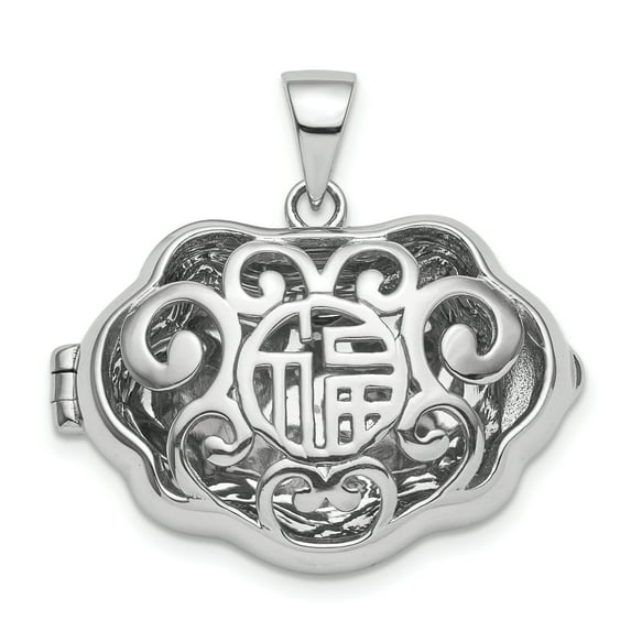 Beautiful Sterling Silver Rhodium-plate Chinese Symbol For Blessing Good Fortune Pend