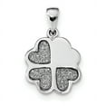 thumbnail image 1 of Beautiful Sterling Silver Rhodium-plate Enamel Glitter Fabric Clover Hearts Pendant, 1 of 2