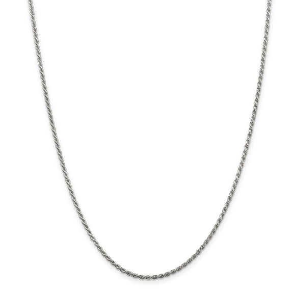 Beautiful Sterling Silver Rhodium-plated 1.85mm Diamond-cut Rope Chain