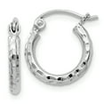 thumbnail image 1 of Beautiful Sterling Silver Rhodium-plated 2mm Diamond Cut Hoop Earrings, 1 of 2