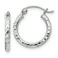 thumbnail image 1 of Beautiful Sterling Silver Rhodium-plated 2mm Diamond Cut Hoop Earrings, 1 of 2