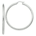 thumbnail image 1 of Beautiful Sterling Silver Rhodium-plated 3.00mm Diamond Cut Hoop Earrings, 1 of 2