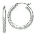 thumbnail image 1 of Beautiful Sterling Silver Rhodium-plated 3mm Satin D/C Hoop Earrings, 1 of 2