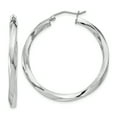 thumbnail image 1 of Beautiful Sterling Silver Rhodium-plated 3x35mmTwisted Hoop Earrings, 1 of 2