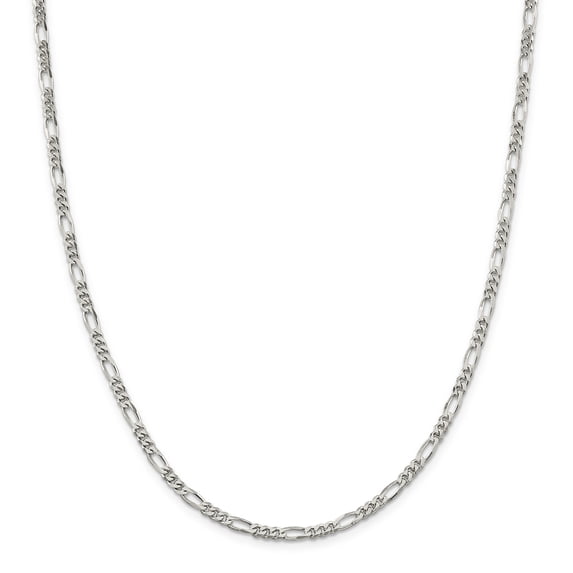 Beautiful Sterling Silver Rhodium-plated 4mm Figaro Chain
