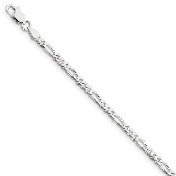 Beautiful Sterling Silver Rhodium-plated 4mm Figaro Chain