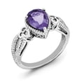 thumbnail image 1 of Beautiful Sterling Silver Rhodium-plated Amethyst & Diamond Ring, 1 of 2