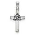 thumbnail image 1 of Beautiful Sterling Silver Rhodium-plated Black Enameled Trilogy Cross Charm, 1 of 2