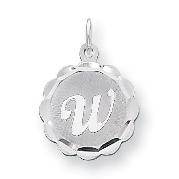 Beautiful Sterling Silver Rhodium-plated Brocaded Initial W Charm