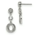 thumbnail image 1 of Beautiful Sterling Silver Rhodium-plated CZ Circle Dangle Earrings, 1 of 1