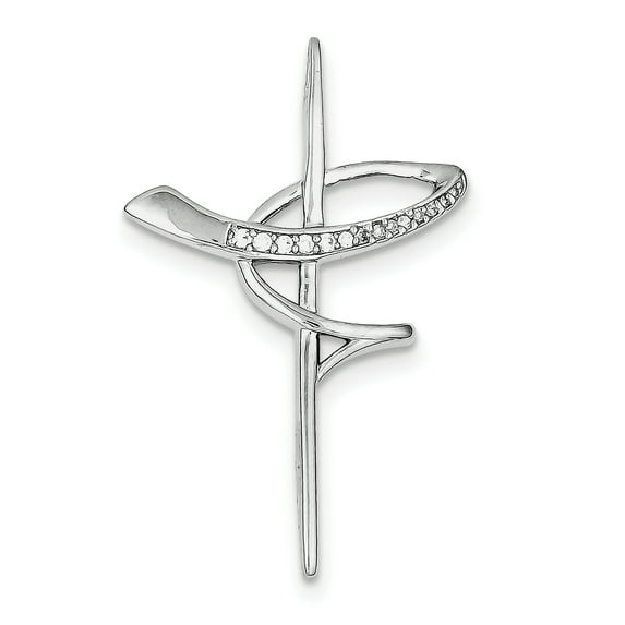 Beautiful Sterling Silver Rhodium-plated CZ Cross Pendant