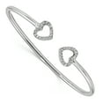 thumbnail image 1 of Beautiful Sterling Silver Rhodium-plated CZ Heart Cuff Bangle, 1 of 2