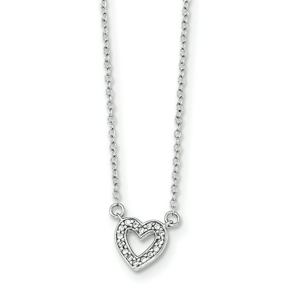 Beautiful Sterling Silver Rhodium-plated CZ Heart Necklace