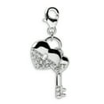 thumbnail image 1 of Beautiful Sterling Silver Rhodium-plated CZ Heart and Key w/Lobster Clasp Charm, 1 of 1