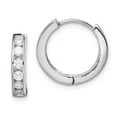 thumbnail image 1 of Beautiful Sterling Silver Rhodium-plated CZ Hinged Hoop Earrings, 1 of 2