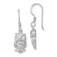 thumbnail image 1 of Beautiful Sterling Silver Rhodium-plated CZ Owl Shepherd Hook Earrings, 1 of 2