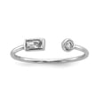 thumbnail image 1 of Beautiful Sterling Silver Rhodium-plated CZ Square and Circle Adjustable Ring, 1 of 1