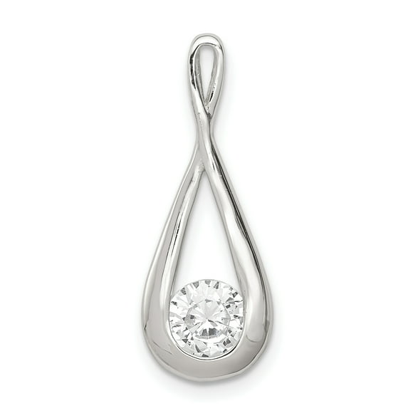Beautiful Sterling Silver Rhodium-plated CZ Tear Drop Pendant