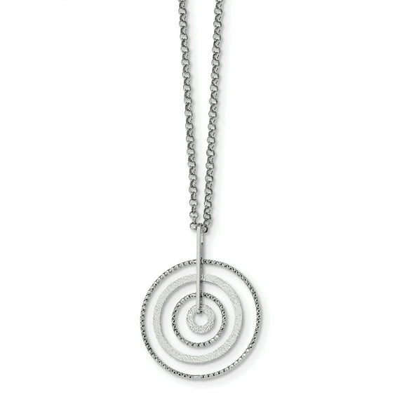 Beautiful Sterling Silver Rhodium-plated D/C Circles w/2in ext. Necklace