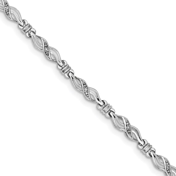 Beautiful Sterling Silver Rhodium-plated Diam. Bracelet