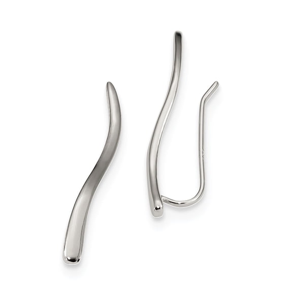 Beautiful Sterling Silver Rhodium-plated Ear Climber Earrings