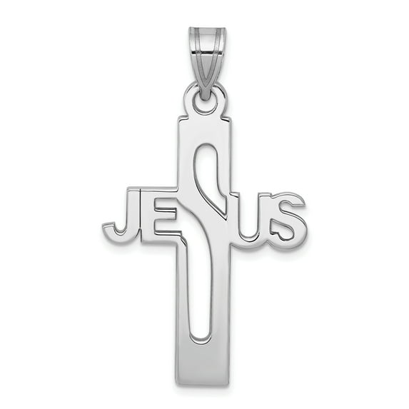 Beautiful Sterling Silver Rhodium-plated Jesus Cross Extra Large Pendant