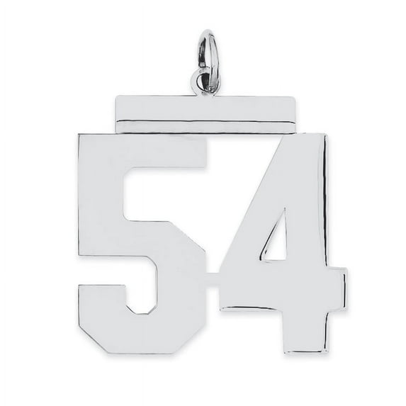 Beautiful Sterling Silver Rhodium-plated Large Polished Number 54 Charm