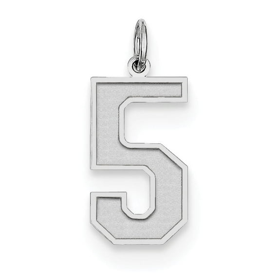 Beautiful Sterling Silver Rhodium-plated Large Satin Number 5 Charm